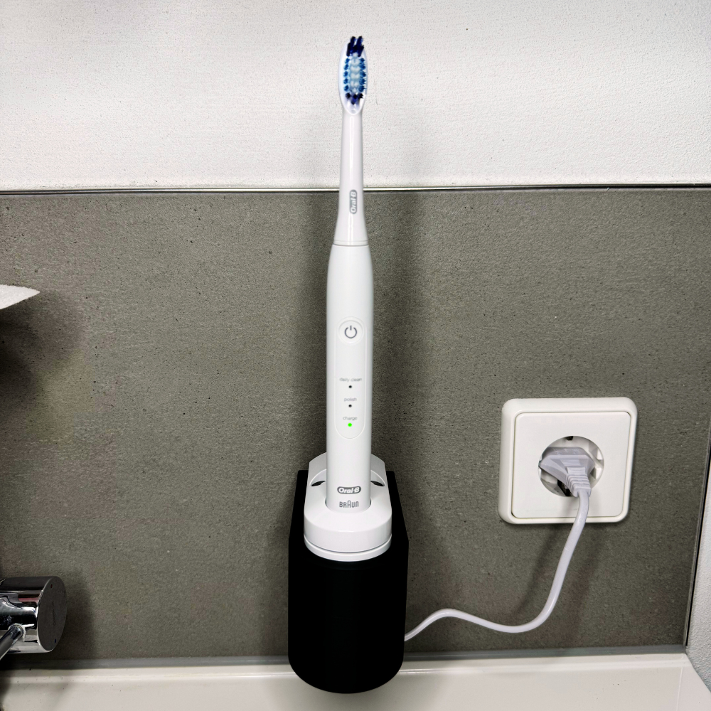 Zahnbürstenhalterung für Oral-B Pulsonic, Sonic Complete, Pulsonic SmartSeries - ohne Kabelsalat - für die Steckdose oder als Wandhalterung