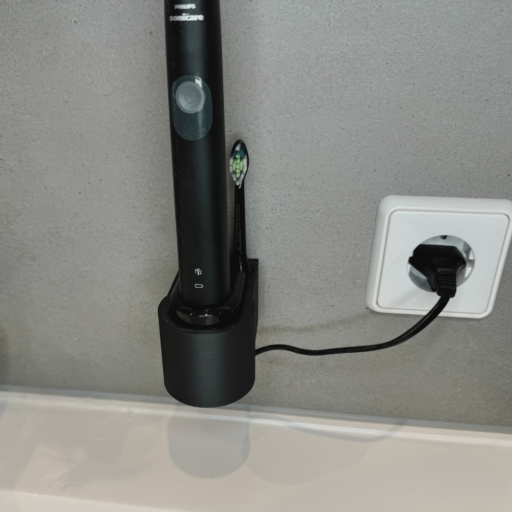Zahnbürstenhalterung für Philips Sonicare, Airfloss, Flexcare, HX - ohne Kabelsalat - für die Steckdose oder als Wandhalterung