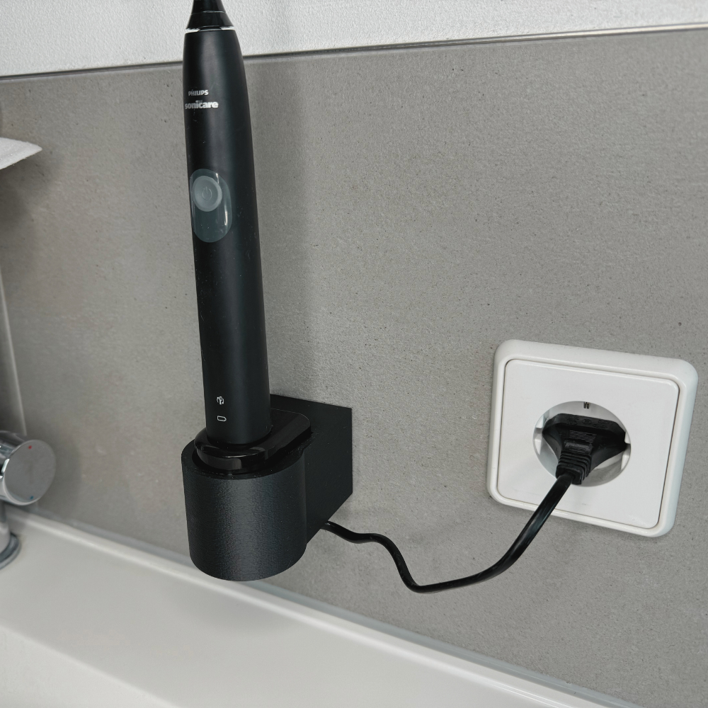 Zahnbürstenhalterung für Philips Sonicare, Airfloss, Flexcare, HX - ohne Kabelsalat - für die Steckdose oder als Wandhalterung