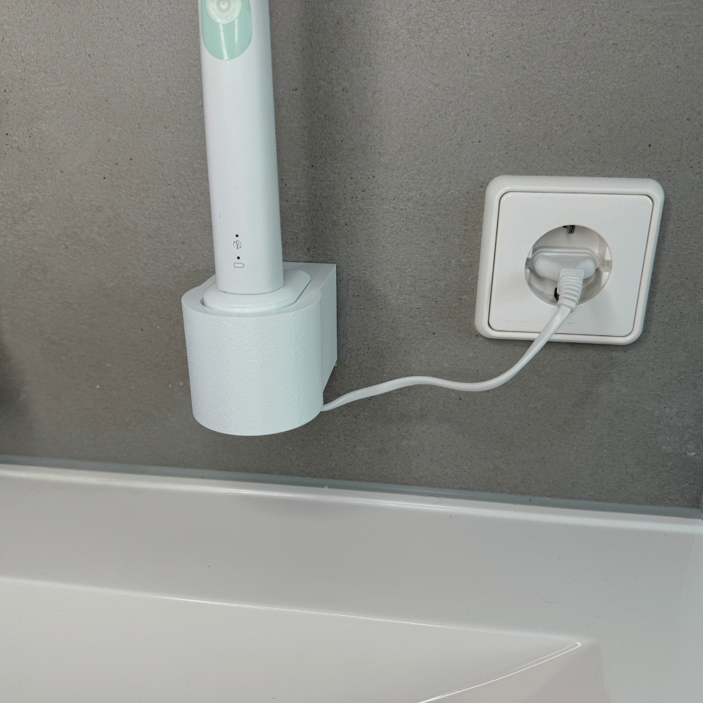 Zahnbürstenhalterung für Philips Sonicare, Airfloss, Flexcare, HX - ohne Kabelsalat - für die Steckdose oder als Wandhalterung