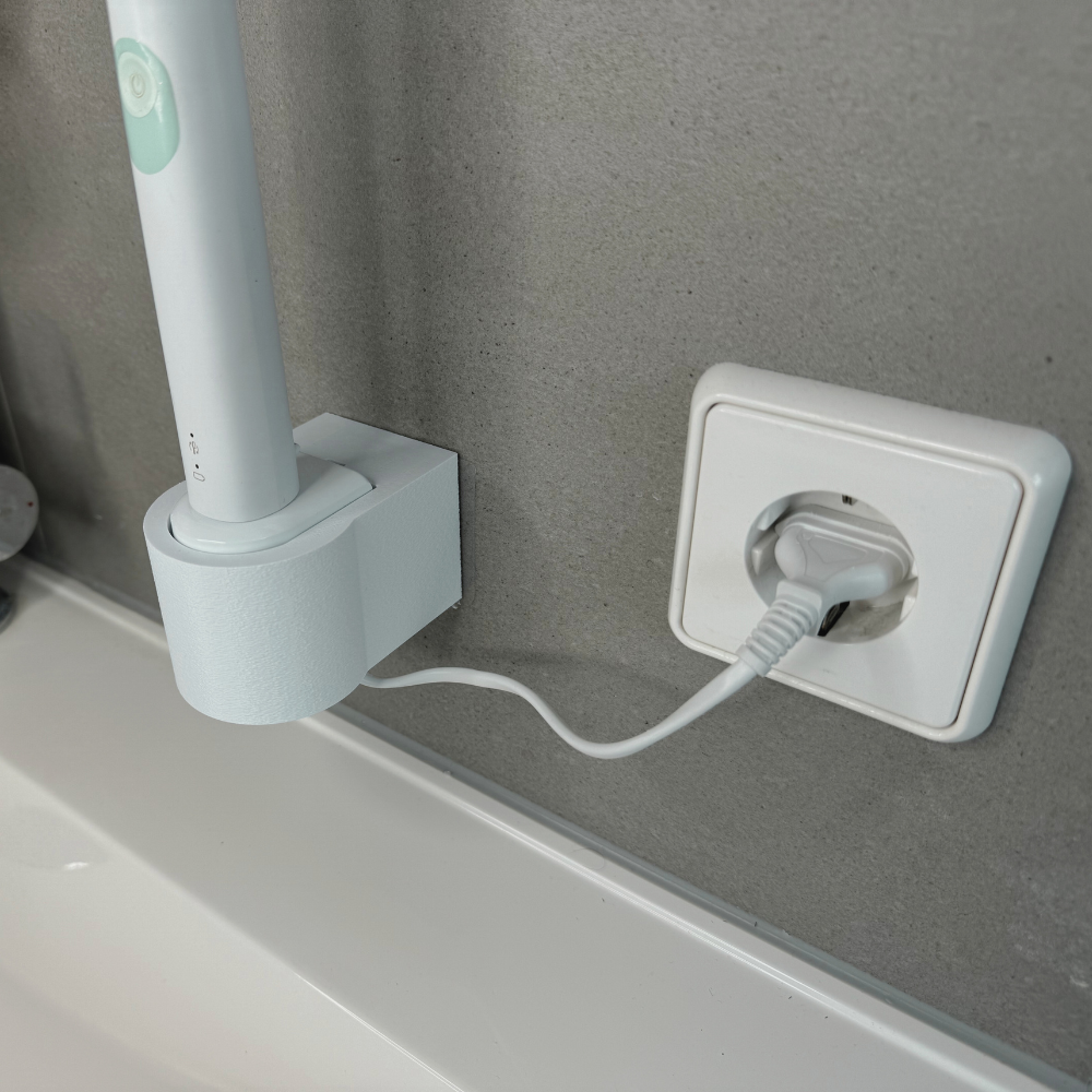 Zahnbürstenhalterung für Philips Sonicare, Airfloss, Flexcare, HX - ohne Kabelsalat - für die Steckdose oder als Wandhalterung