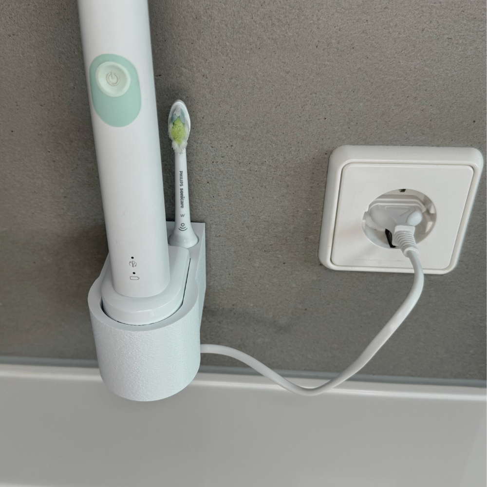 Zahnbürstenhalterung für Philips Sonicare, Airfloss, Flexcare, HX - ohne Kabelsalat - für die Steckdose oder als Wandhalterung