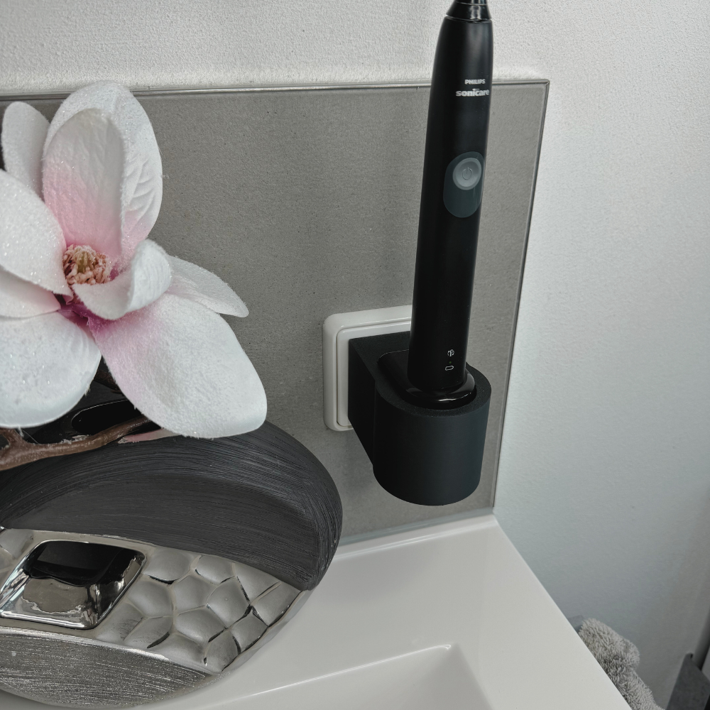 Zahnbürstenhalterung für Philips Sonicare, Airfloss, Flexcare, HX - ohne Kabelsalat - für die Steckdose oder als Wandhalterung