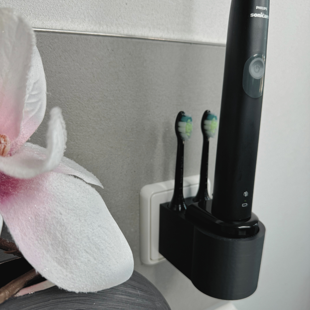 Zahnbürstenhalterung für Philips Sonicare, Airfloss, Flexcare, HX - ohne Kabelsalat - für die Steckdose oder als Wandhalterung