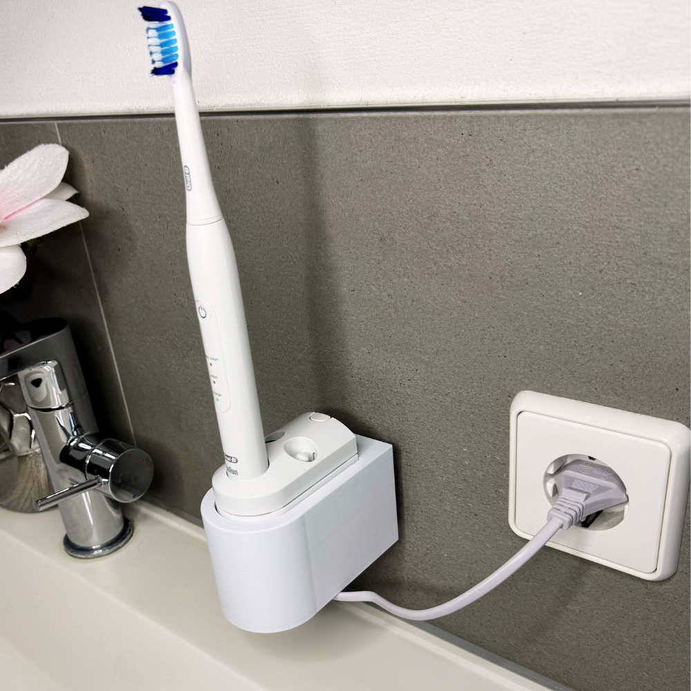 Zahnbürstenhalterung für Oral-B Pulsonic, Sonic Complete, Pulsonic SmartSeries - ohne Kabelsalat - für die Steckdose oder als Wandhalterung