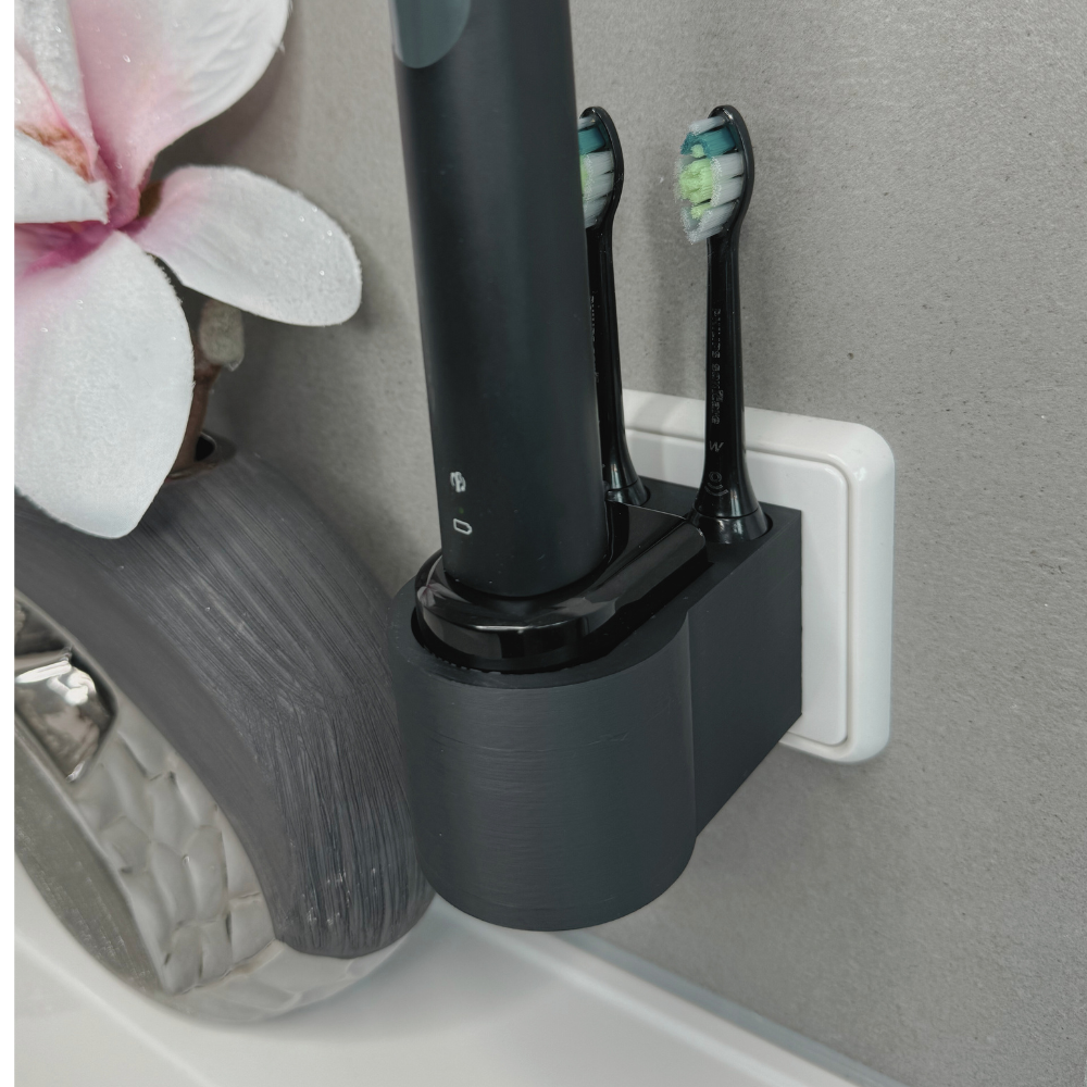 Zahnbürstenhalterung für Philips Sonicare, Airfloss, Flexcare, HX - ohne Kabelsalat - für die Steckdose oder als Wandhalterung