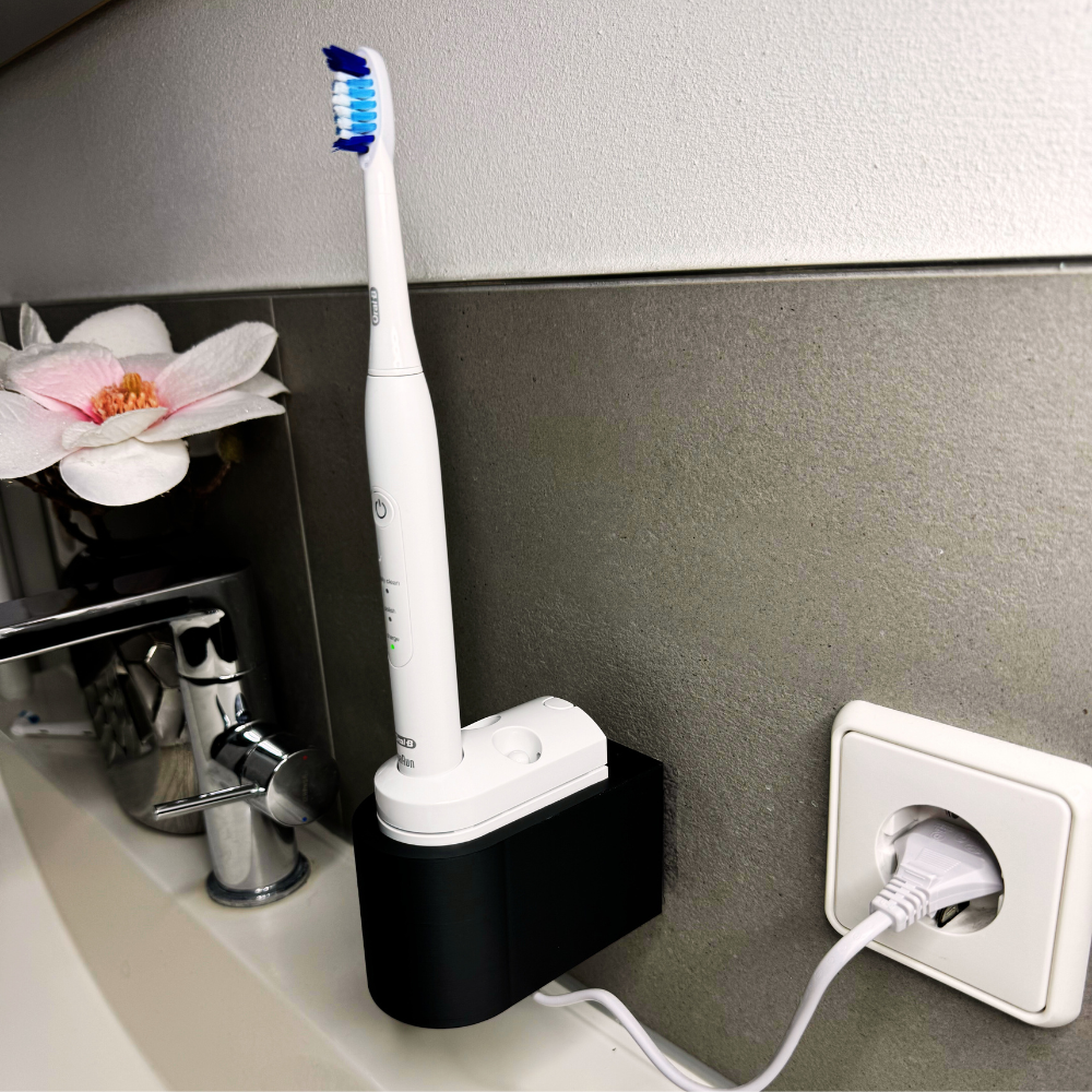Zahnbürstenhalterung für Oral-B Pulsonic, Sonic Complete, Pulsonic SmartSeries - ohne Kabelsalat - für die Steckdose oder als Wandhalterung