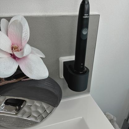 Zahnbürstenhalterung für Philips Sonicare, Airfloss, Flexcare, HX - ohne Kabelsalat - für die Steckdose oder als Wandhalterung