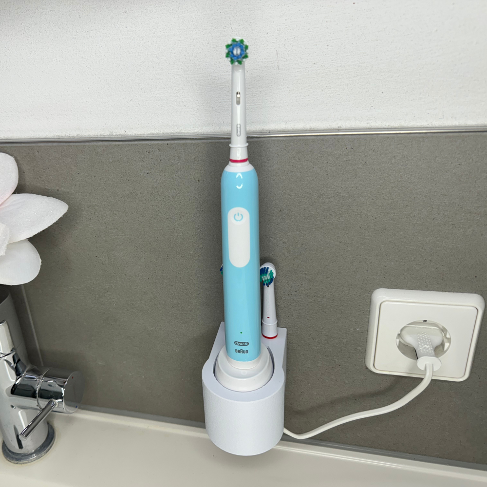 Zahnbürstenhalterung für Oral-B Genius, Professional Care iO 3,4,5,6... - ohne Kabelsalat - für die Steckdose oder als Wandhalterung
