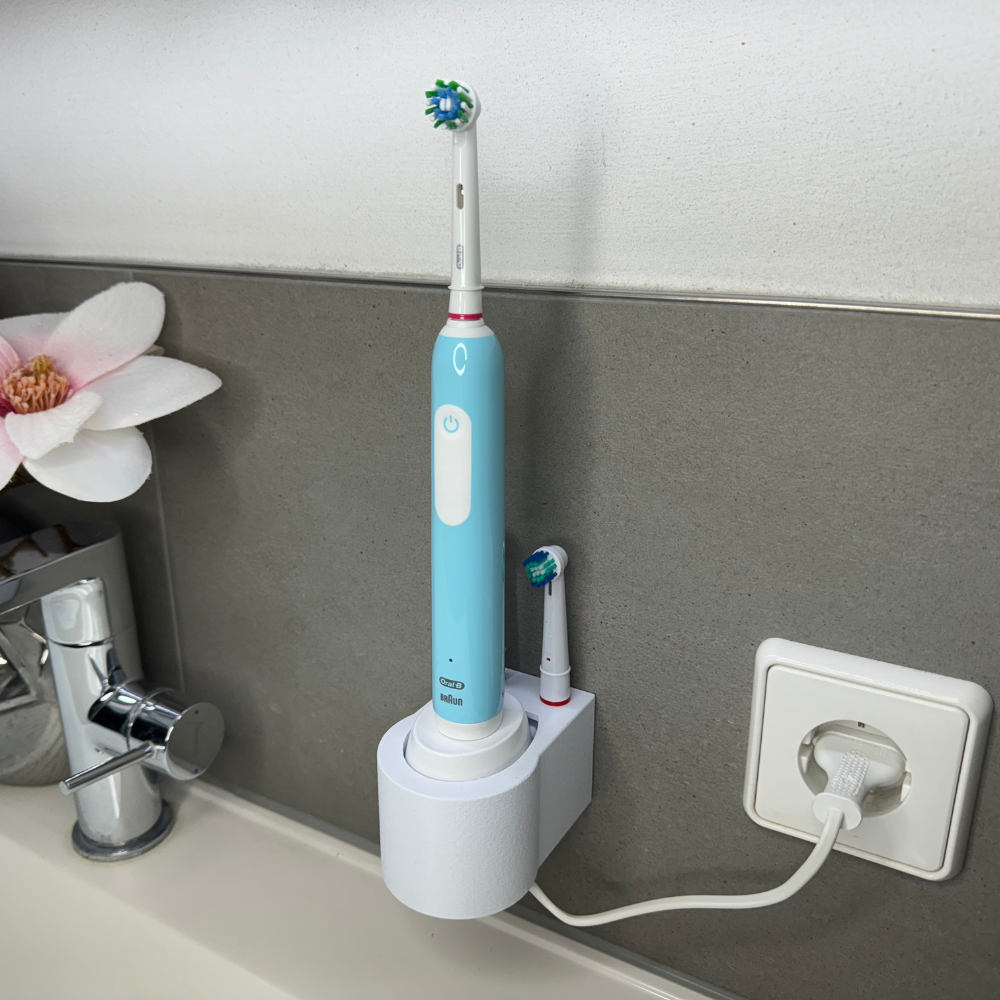 Zahnbürstenhalterung für Oral-B Genius, Professional Care iO 3,4,5,6... - ohne Kabelsalat - für die Steckdose oder als Wandhalterung