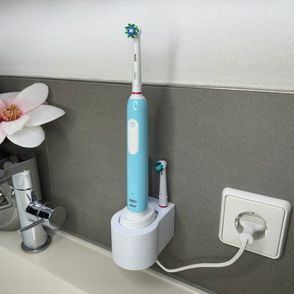 Zahnbürstenhalterung für Oral-B Genius, Professional Care iO 3,4,5,6... - ohne Kabelsalat - für die Steckdose oder als Wandhalterung