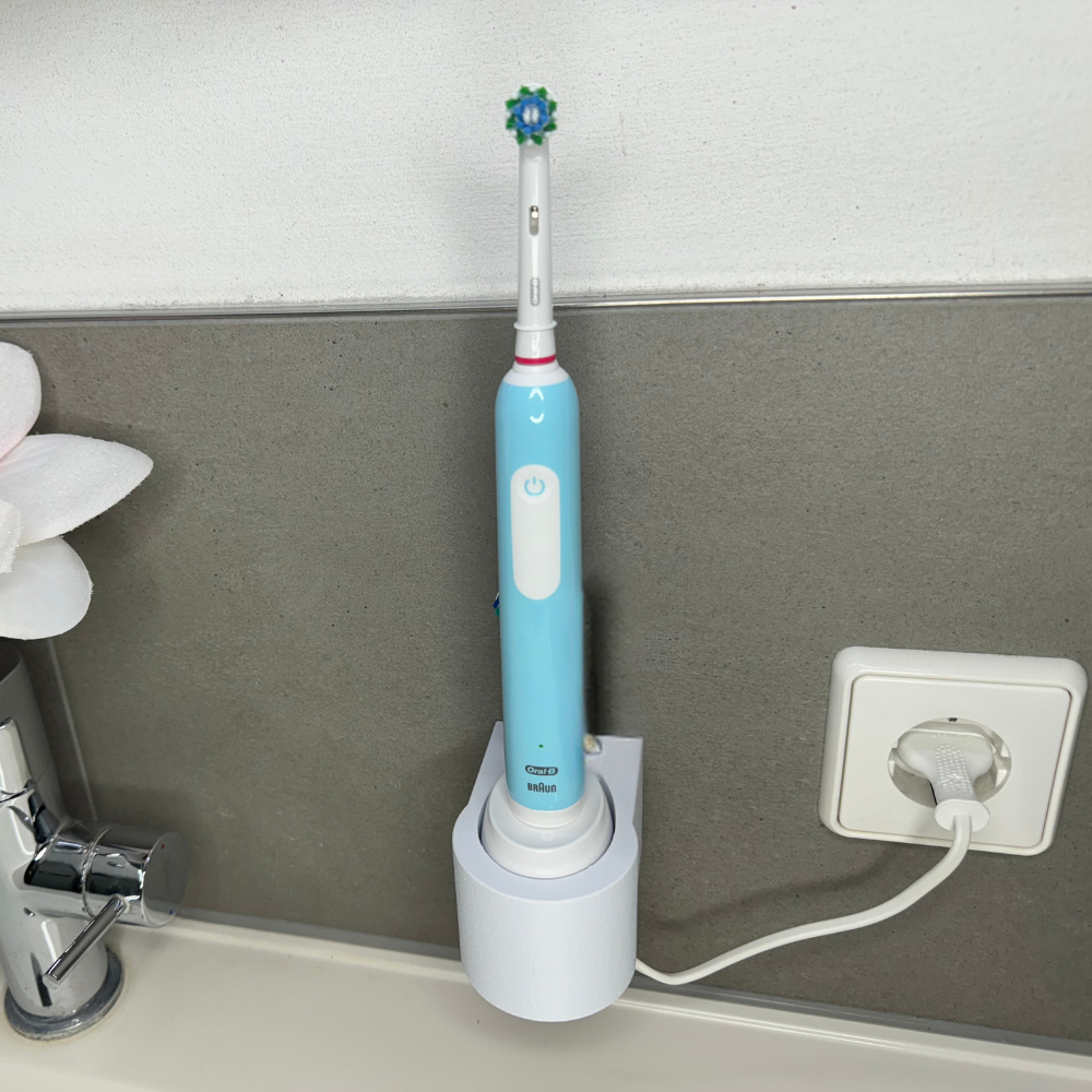 Zahnbürstenhalterung für Oral-B Genius, Professional Care iO 3,4,5,6... - ohne Kabelsalat - für die Steckdose oder als Wandhalterung